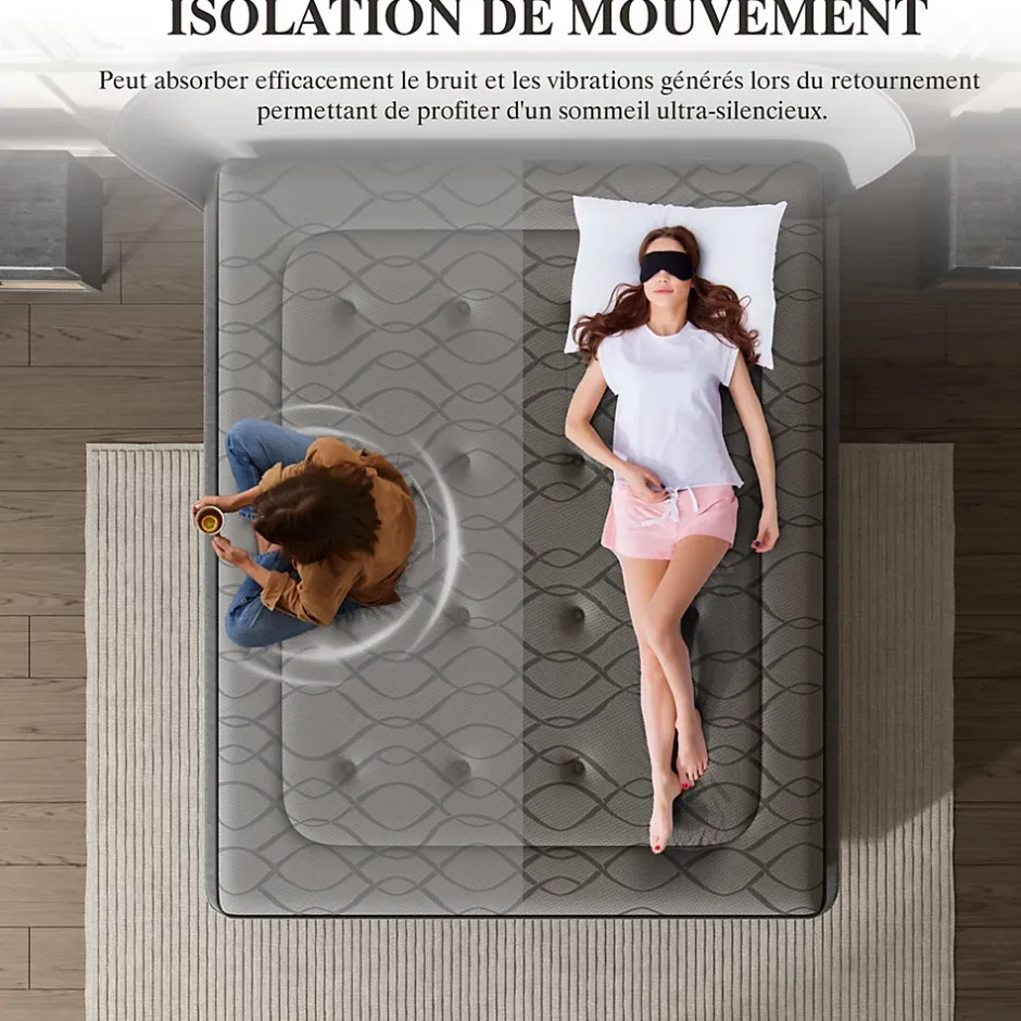 Teeno Matelas Ressorts 160x200 cm de Forme en Mousse et Ressorts, 25 cm Épaisseur Hot