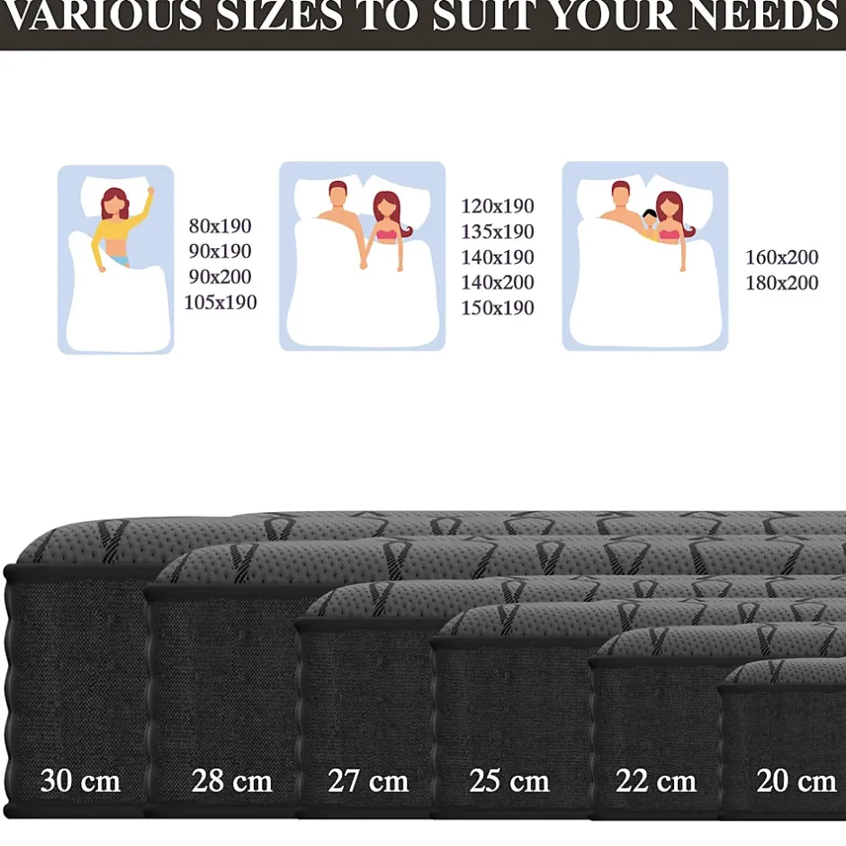 Teeno Matelas Ressorts 160x200 cm de Forme en Mousse et Ressorts, 25 cm Épaisseur Hot