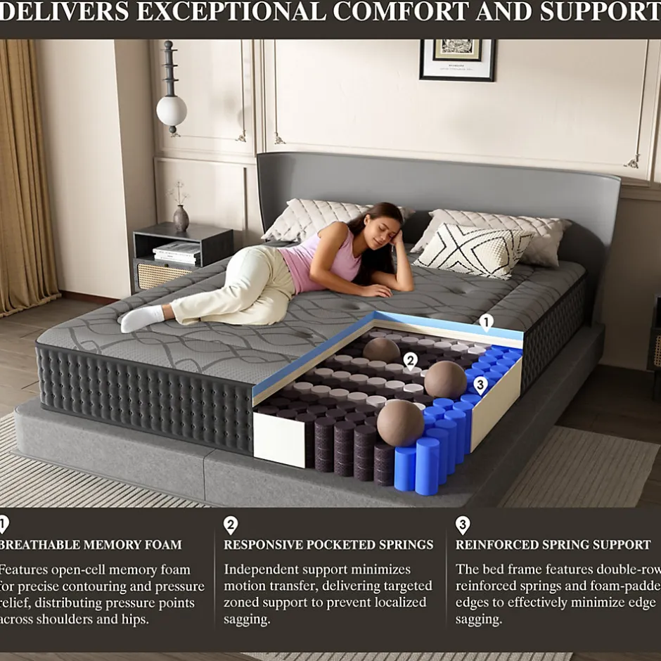 Teeno Matelas Ressorts 140x200 cm de Forme en Mousse et Ressorts, 28 cm Épaisseur