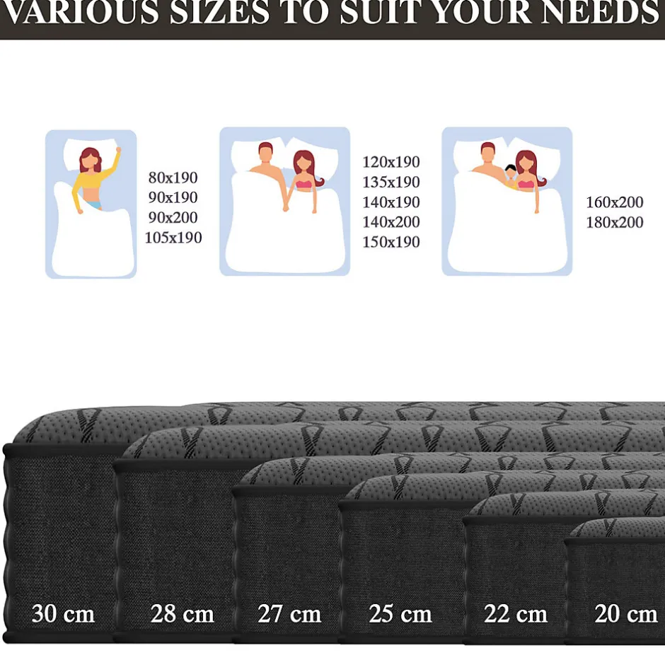 Teeno Matelas Ressorts 140x200 cm de Forme en Mousse et Ressorts, 28 cm Épaisseur