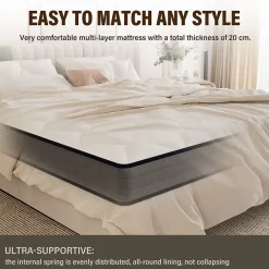 Teeno Matelas Ressorts 160x200 Épaisseur 20 cm Confort,Ergonomique 7 Zones Ergonomique Online
