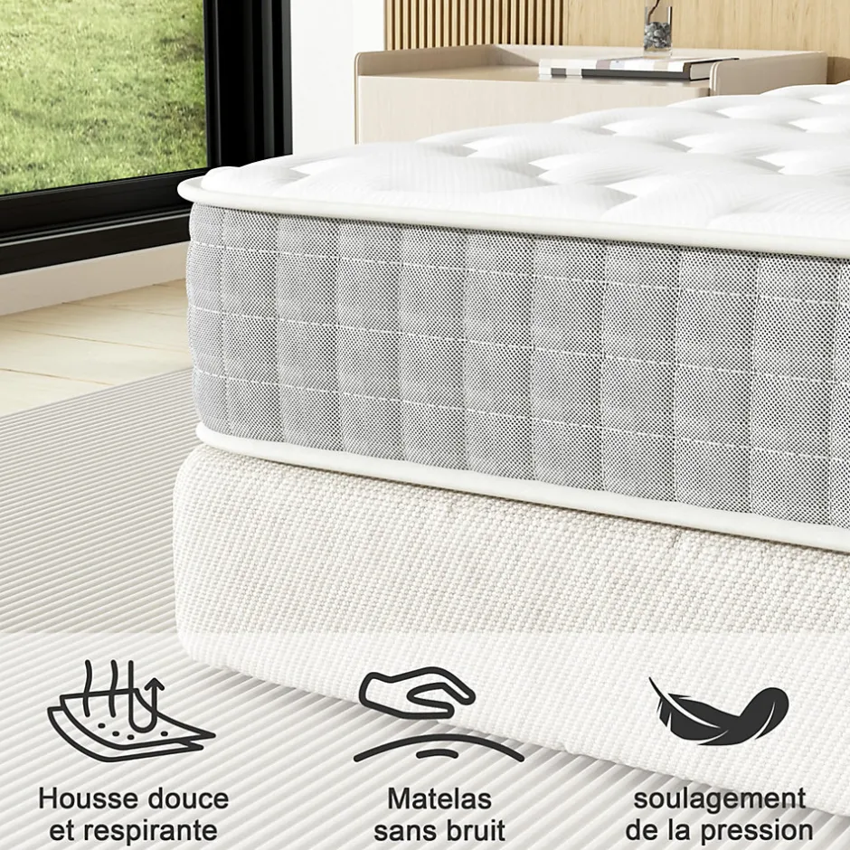 Teeno Matelas Ressorts 120x190cm de Forme en Mousse et Ressorts, 20 cm Épaisseur