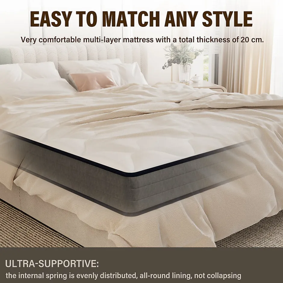 Teeno Matelas Ressorts 90x190x20cm, Confort, 7 Zones Ergonomique