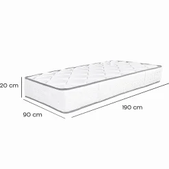 Juanio Matelas RONA 90x190 cm, réversible en mousse Memosoft100 à mémoire de forme et indépendance du couchage, épaisseur 20cm Clearance