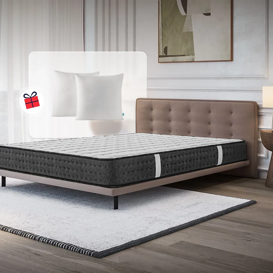 Cosmos Matelas 140x190 + 2 Oreillers 60x60 Offerts - Épais 21 cm - Mousse - Blue Latex - 7 zones de soutien - Réversible - Equinox Online