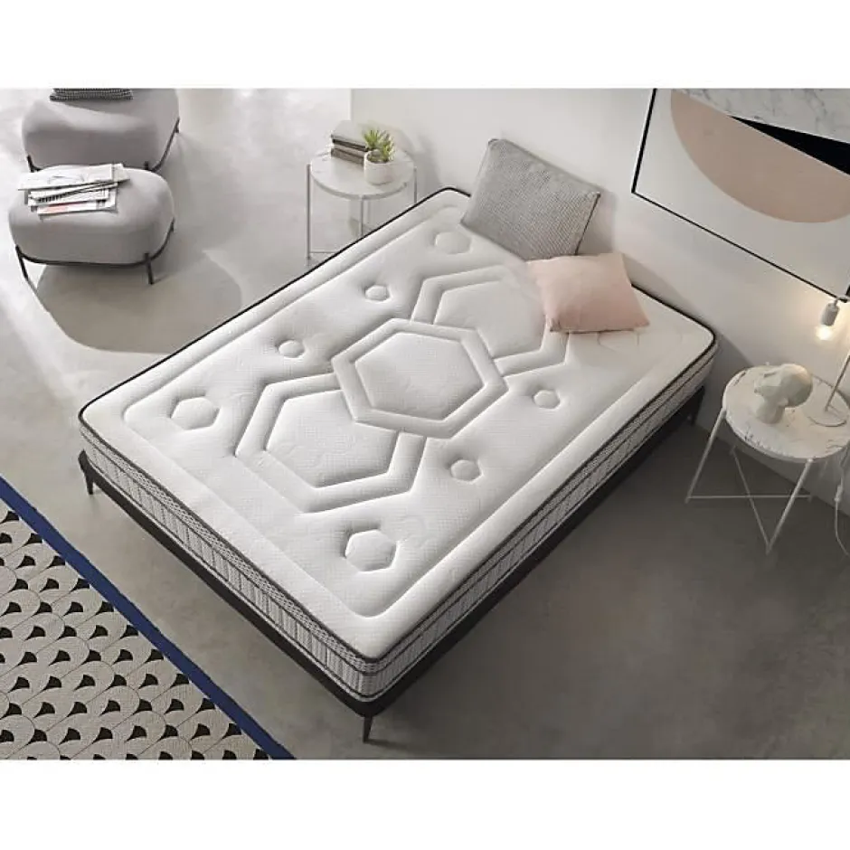 Eccox Matelas 140x190 - - Double face - Mémoire de forme - Ressorts ensachés - Hauteur 30 cm