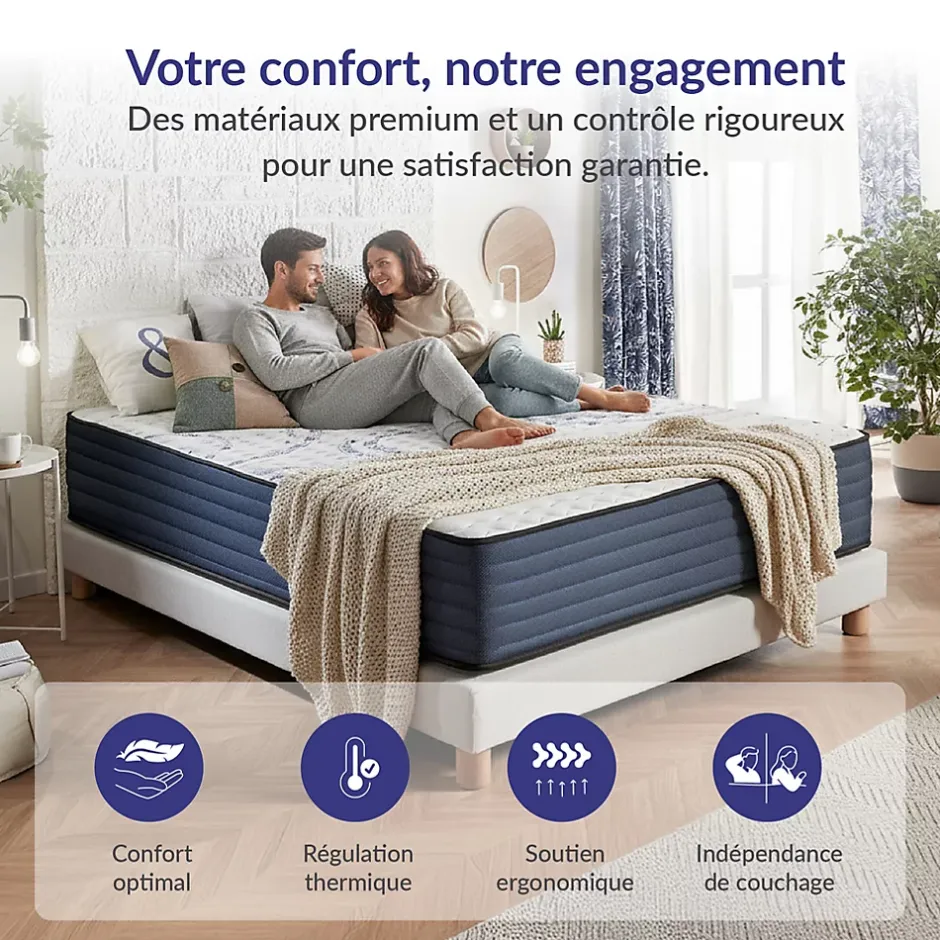 Naturalex Matelas 140x190 à mémoire de forme - Épaisseur 15 cm - Blue Latex - 7 zones de confort - Hypoallergénique - Perfect Dream New
