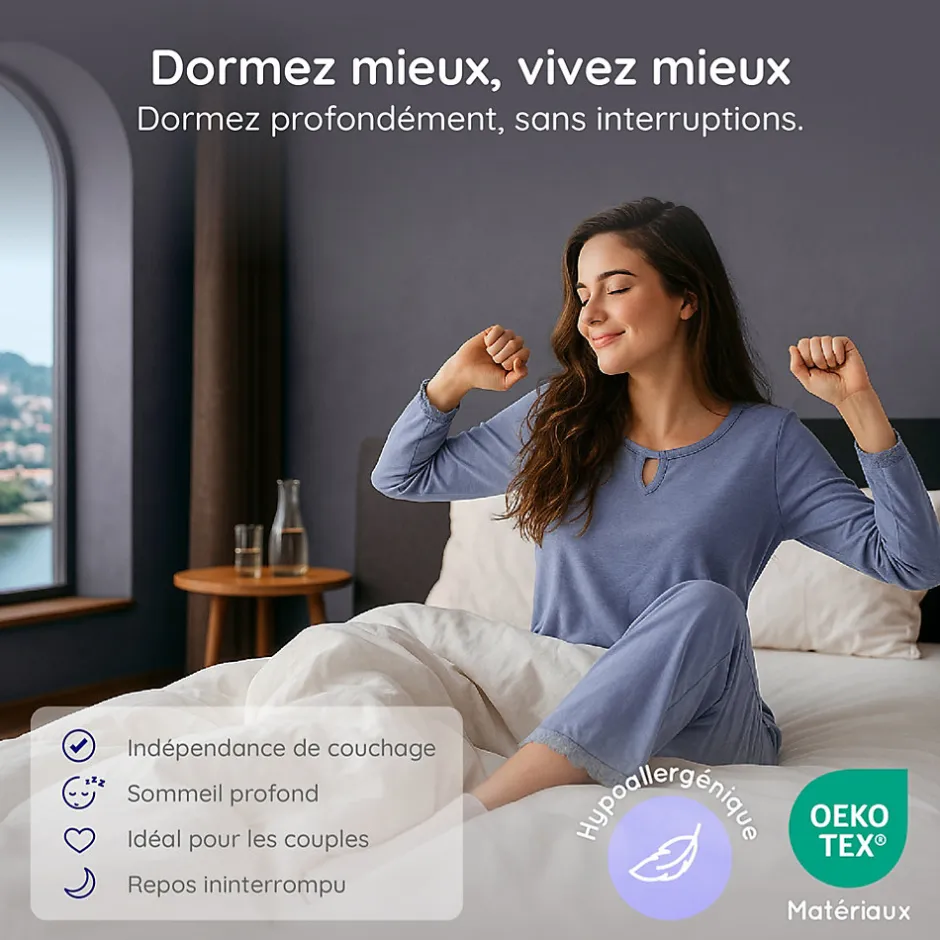 Cosmos Matelas 140x200 - Épais 30 cm - Hybride - Blue Latex - Ressorts Ensachés - 7 zones - Face été/hiver - Confort Mi-Ferme - Gamma