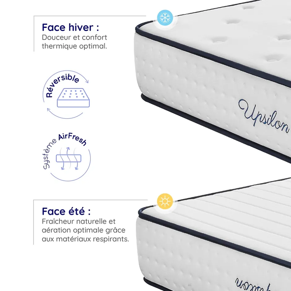 Cosmos Matelas 180x200 - Épais 30 cm - Mousse mémoire de forme - Blue Latex - Confort Ferme - 7 zones - Réversible - Durable - Upsilon Best