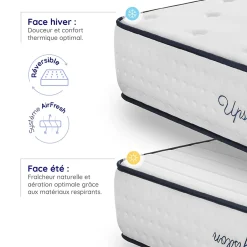 Cosmos Matelas 140x200 - Épais 32 cm - Mousse mémoire de forme - Blue Latex - Confort Ferme - 7 zones - Réversible - Durable - Upsilon Best