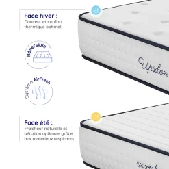 Cosmos Matelas 140x190 - Épais 30 cm - Mousse mémoire de forme - Blue Latex - Confort Ferme - 7 zones - Réversible - Durable - Upsilon