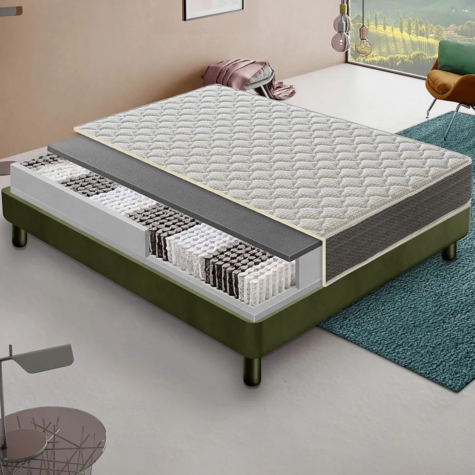Materassiedoghe Matelas 90x190 800 ressorts ensachés - Mousse orthopédique 6 cm - Elastique et indéformable - Rigidité H4