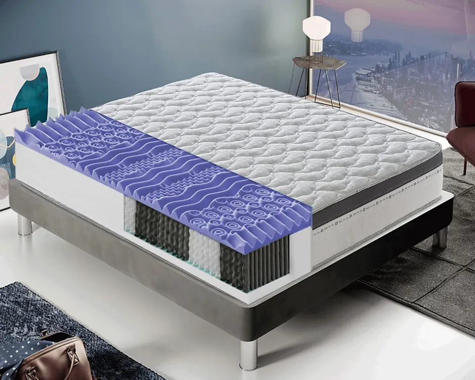 Materassiedoghe Matelas 80x190 à ressorts ensachés 800 - Epaisseur 28 cm - Mousse à mémoire de forme 6 cm - 9 zones de confort - Positano Discount