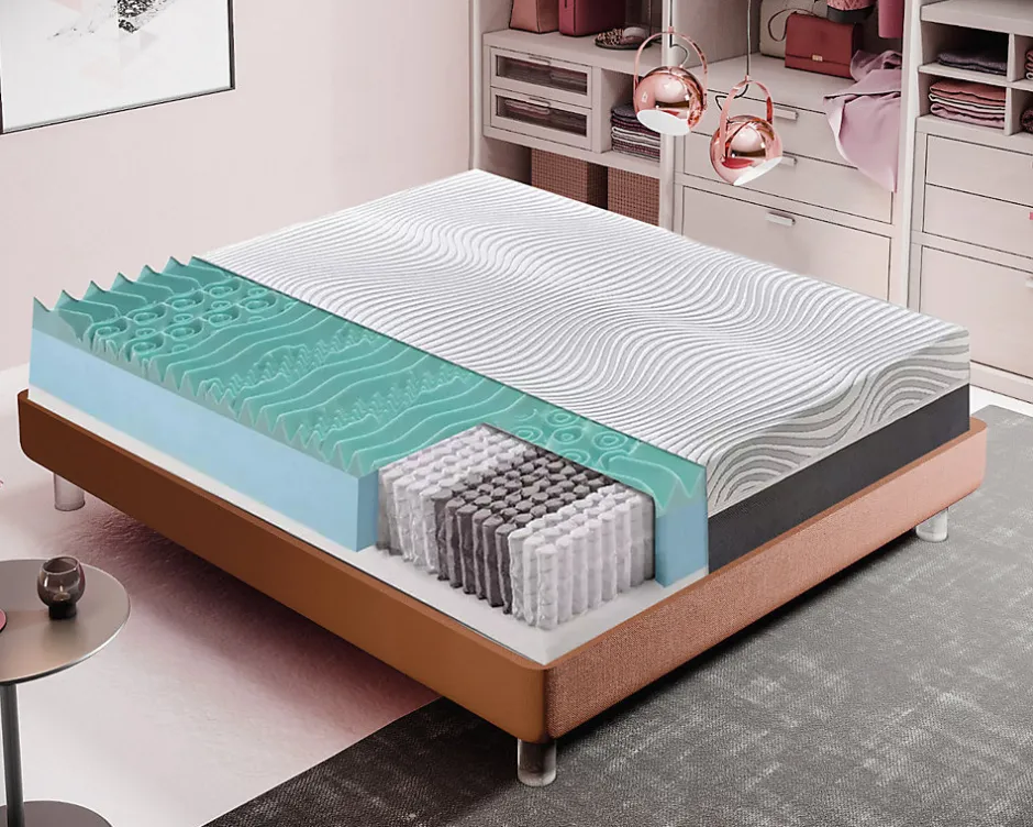 Materassiedoghe Matelas 120x190 800 ressorts et mémoire de forme - Mémoire de forme 3 cm - Housse amovible - Modèle Bacio