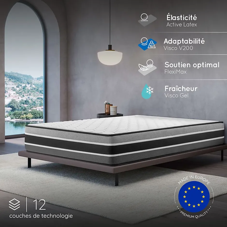 Cosmos Matelas 140x200 - Très Épais 30 cm - Mousse à Mémoire de Forme - Blue Latex - Mousse HR - 7 zones - Réversible - Ferme - Felis Sale