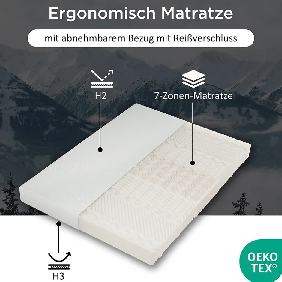 Okwish Matelas 160x200 cm - Ergonomique 7 Zones avec Mousse Froide, Confort H2 H3, Housse Amovible Lavable à Fermeture Éclair - Blanc