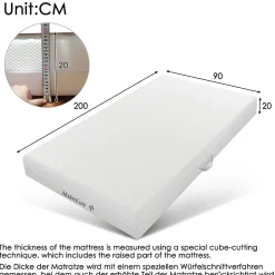 Okwish Matelas 90x200 cm - Ergonomique 7 Zones avec Mousse Froide, Confort H2 H3, Housse Amovible Lavable à Fermeture Éclair - Blanc