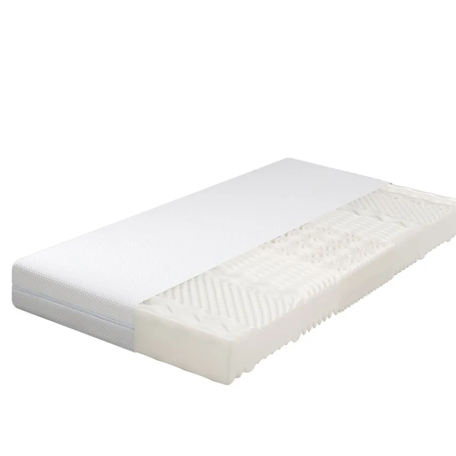 Okwish Matelas 90x200 cm - Ergonomique 7 Zones avec Mousse Froide, Confort H2 H3, Housse Amovible Lavable à Fermeture Éclair - Blanc