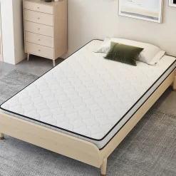 Okwish Matelas 90x200 cm - Matelas Ressorts avec Soutien Lombaire Ergonomique pour Enfant et Ado - Tissu, Métal, Roulé, Blanc Outlet