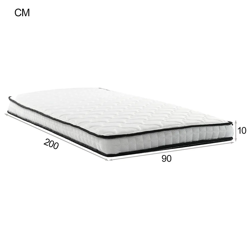 Okwish Matelas 90x200 cm - Matelas Ressorts avec Soutien Lombaire Ergonomique pour Enfant et Ado - Tissu, Métal, Roulé, Blanc Outlet