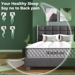 Okwish Matelas 120x200 cm - Orthopédique à Ressorts ensachés 7 Zones et Mousse Froid, Fermeté H3 Moyenne, Hauteur 20 cm, Blanc