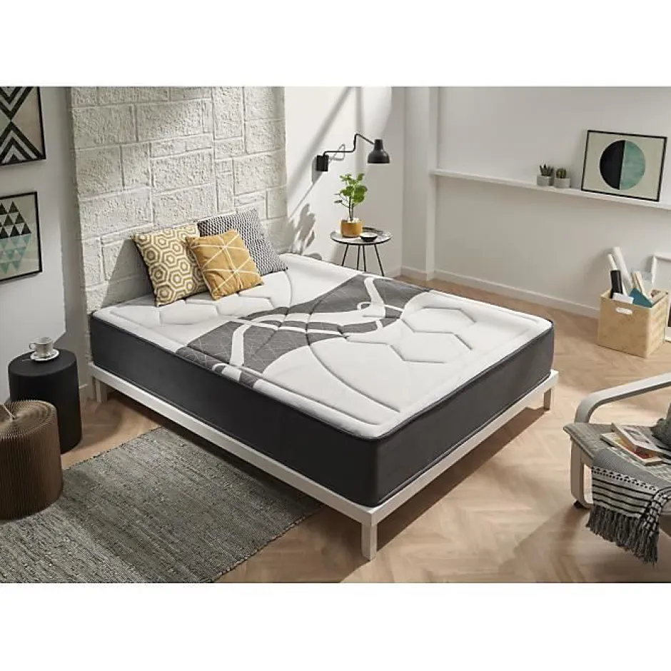 Eccox Matelas 140x200 cm Mémoire de formeelastique Memory Graphene epaisseur 30 cm +/-2 Fermeté moyenne-haute.
