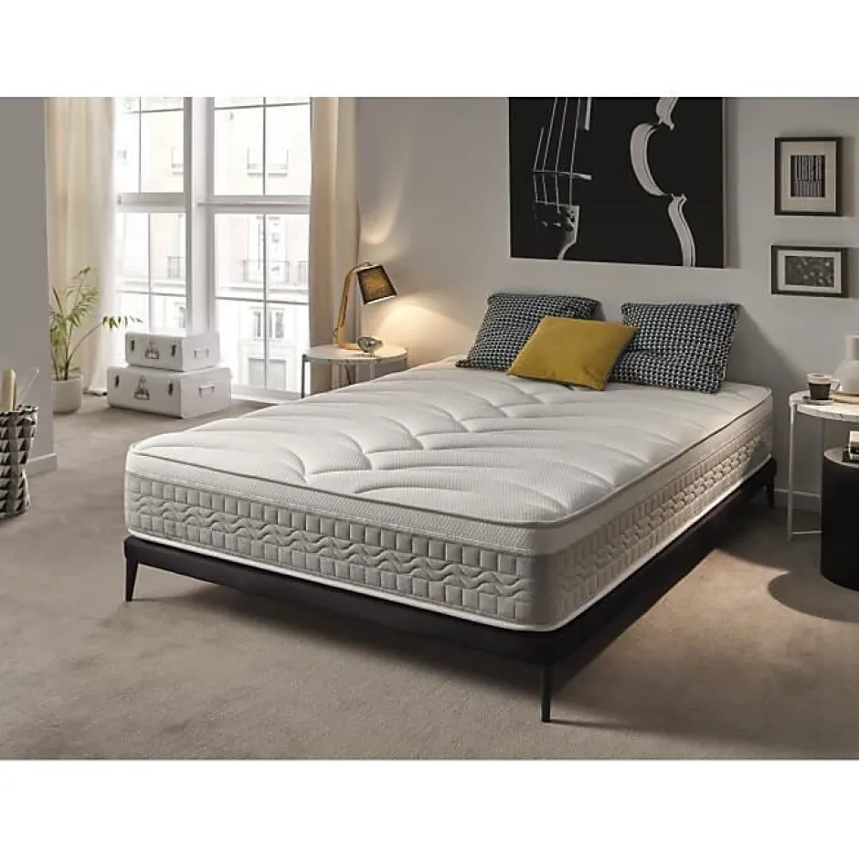 Eccox Matelas 105x190 cm Mémoire de forme Luxury Elite Argent H25 epaisseur 25 cm +/- 2 Haute Fermeté. Discount