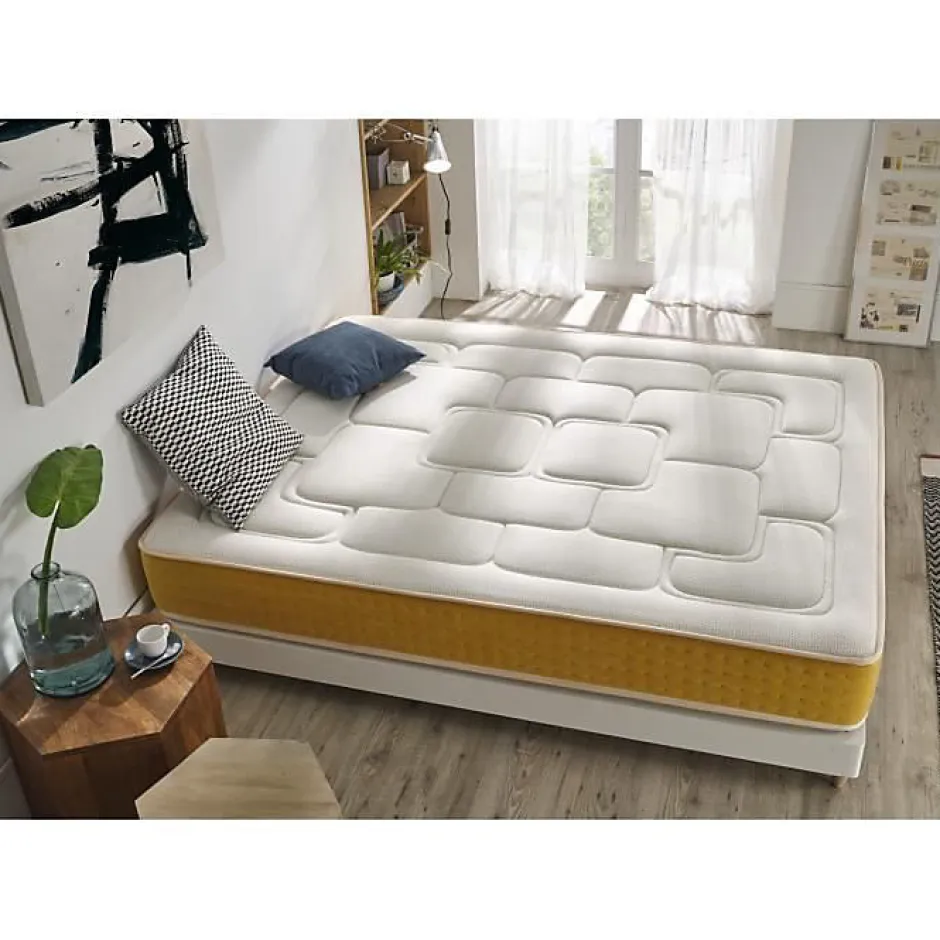 Eccox Matelas 80x200 cm Ressorts Ensachés Elite Gold epaisseur 30 cm +/- 2 Rembourré en Mémoire de forme + Supersoft 5 cm Mi-Ferme. ECCO