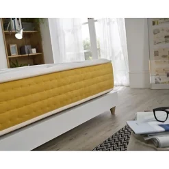 Eccox Matelas 140x190 cm Ressorts Ensachés Elite Gold epaisseur 30 cm +/- 2 Rembourré en Mémoire de forme + Supersoft 5 cm Mi-Ferme. ECC