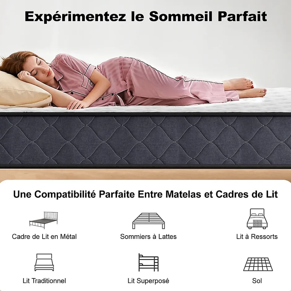 Teeno Matelas 140x190 Epaisseur 22CM Haute Densité Clearance