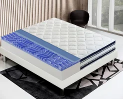 Materassiedoghe Matelas 160x200 Memory Gel - Epaisseur 25 cm - Mousse Mémoire 7 cm - 9 zones de confort - 100% Made in Italy