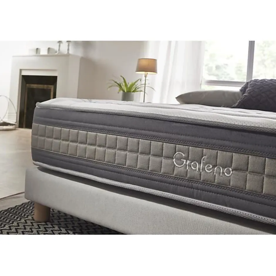 Eccox Matelas 80x180 Mémoire de forme Gel Pocket Spring Graphene Design & Comfort Hauteur 29cm + / -2 Fermeté moyenne-élevée