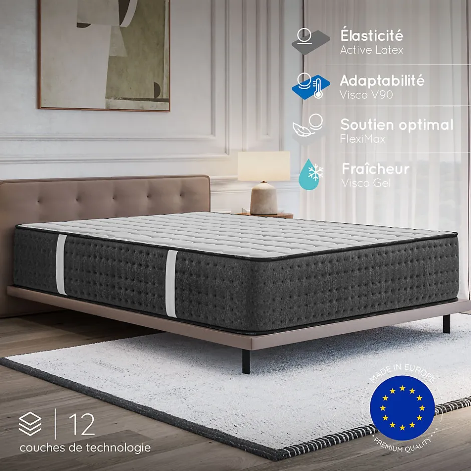 Cosmos Matelas 150x190 Mousse HR - Blue Latex - Épais 32 cm - 7 zones - Réversible - Hypoallergénique - Ferme - Très Durable - Equinox