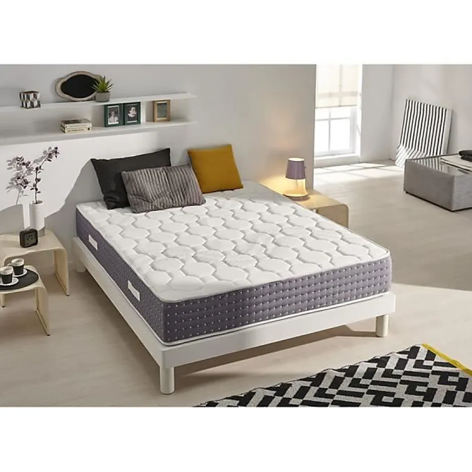 Eccox Matelas 160x200 Ressorts Ensachés Memory Nature avec 5cm Gel Mémoire de forme + Graphène + Supersoft Hauteur 30 cm +/-2 Hot