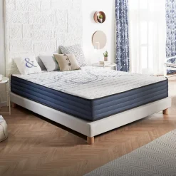 Naturalex Matelas 160x200 ressorts ensachés - Épaisseur 24 cm - Réversible - Couchage Indépendant - Blue Latex - 7 zones - Perfect Dream New