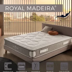 Simpur Low Cost Matelas 140x200 Royal Madeira, ressorts ensachés Healthy Spring, 25 cm, confort HR multizone, ferme et doux, anti-vibrations Hot