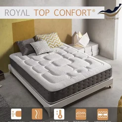 Simpur Low Cost Matelas 135x190 Royal Top, mousse mémoire ViscoGraphene, 30 cm, 11 zones, thermo-régulé, excellente indépendance de couchage New