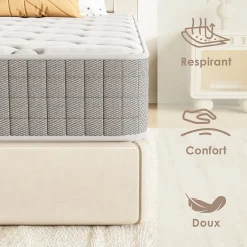 Teeno Matelas 160x200,22cm, Fermeté Moyenne, Soutien Parfait,Respirant,Réversible à Deux Faces Utilisables