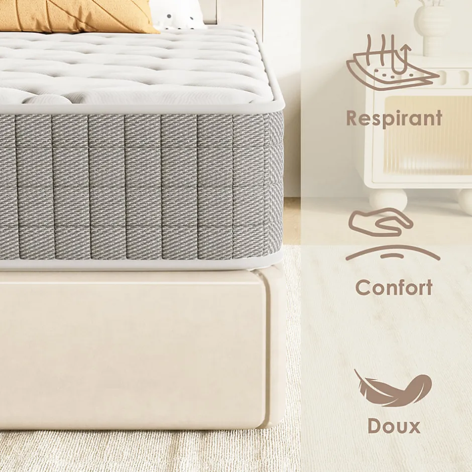 Teeno Matelas 160x200,22cm, Fermeté Moyenne, Soutien Parfait,Respirant,Réversible à Deux Faces Utilisables