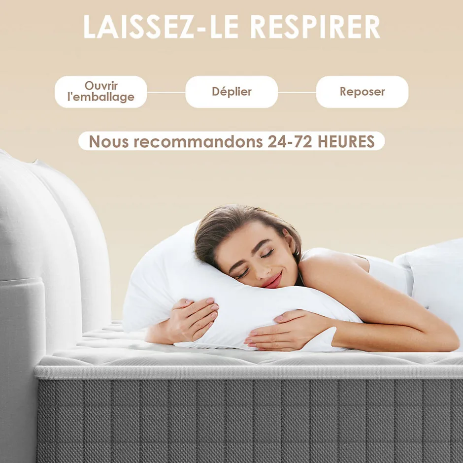 Teeno Matelas 160x200,22cm, Fermeté Moyenne, Soutien Parfait,Respirant,Réversible à Deux Faces Utilisables