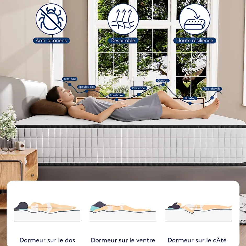 Teeno Matelas 160x200,Mousse 30 cm et ,réversible à Deux Faces entièrement utilisables Discount