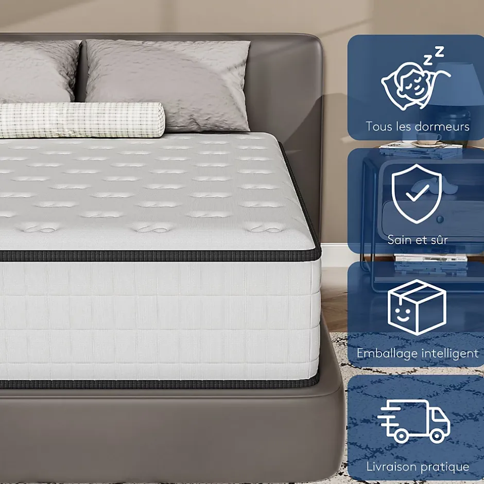 Teeno Matelas 160x200,Mousse 30 cm et ,réversible à Deux Faces entièrement utilisables Discount