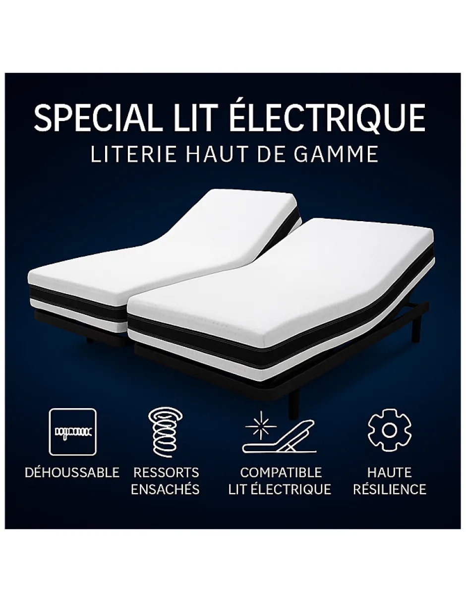 By Sommiflex. Matelas 2x80x200 Spécial Lit Électrique Fabrication Européenne