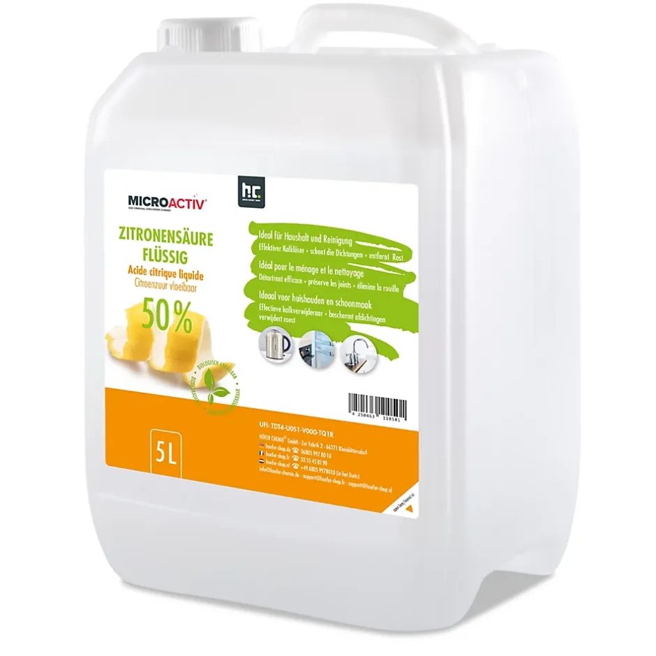 Höfer Chemie Microactiv Acide Citrique Liquide 50% Détartrant Polyvalent 2 x 5 L, Et Économique Hot