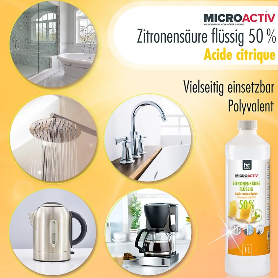 Höfer Chemie Microactiv Acide Citrique Liquide 50% Détartrant Polyvalent 48 x 5 L, Et Économique Hot