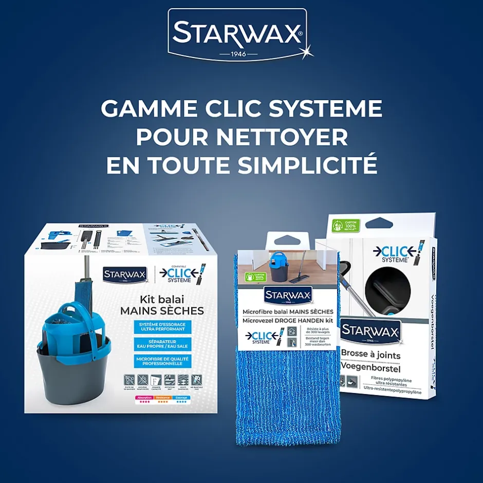 Starwax Microfibre balai mains sèches Clic système Outlet