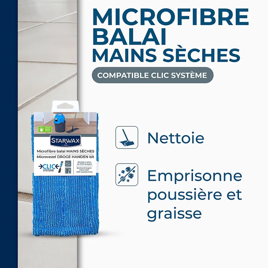 Starwax Microfibre balai mains sèches Clic système Outlet