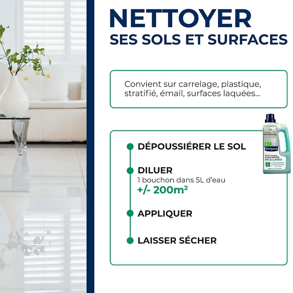 Starwax Nettoyant assainissant multi-usages senteur pin des landes 1L