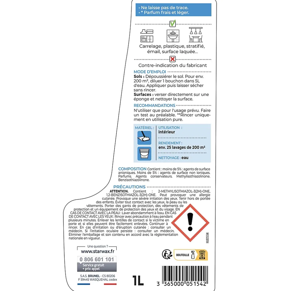 Starwax Nettoyant assainissant multi-usages senteur pin des landes 1L