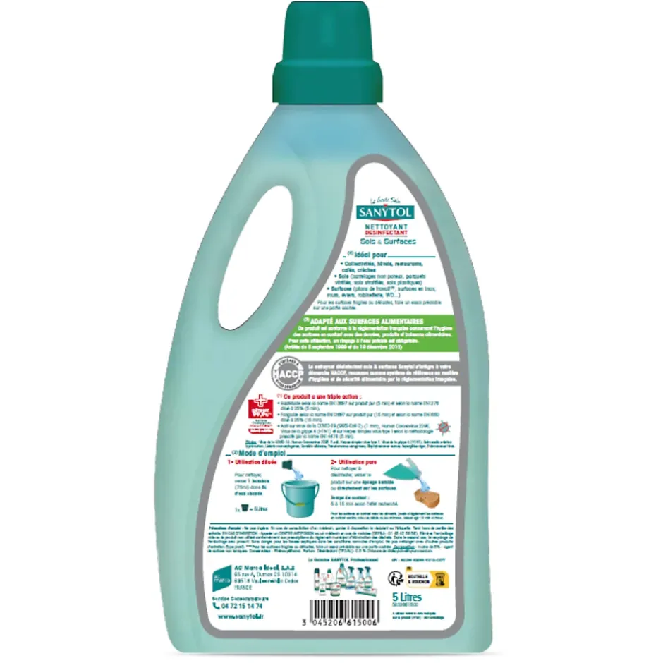 Sanytol Nettoyant désinfectant sols et surfaces eucalyptus 5L Best